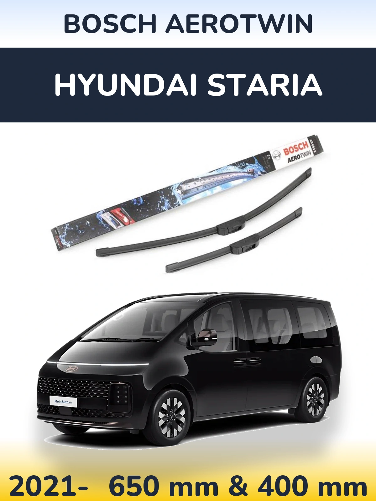 Комплект передних дворников BOSCH AeroTwin 650 & 400 мм для Hyundai Staria 2021-2026