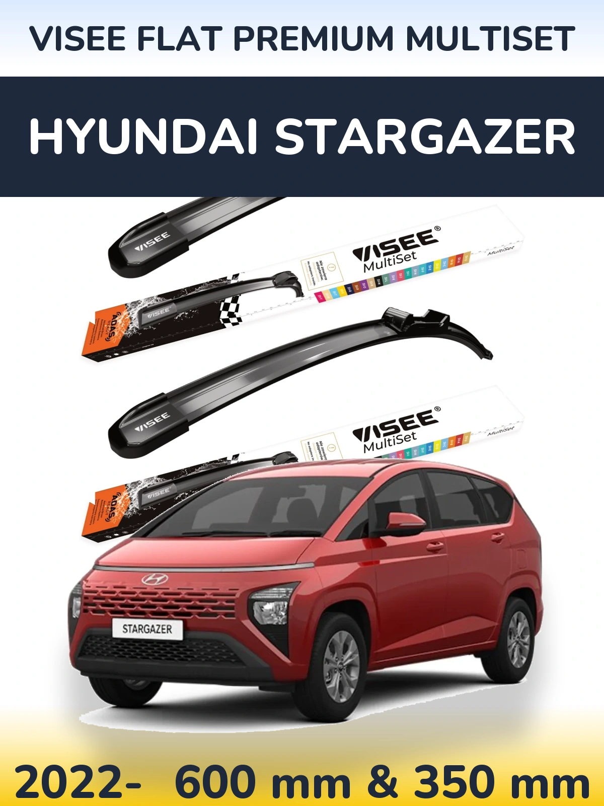 Torkarblad VISEE FLAT PREMIUM MultiSet för Hyundai Stargazer