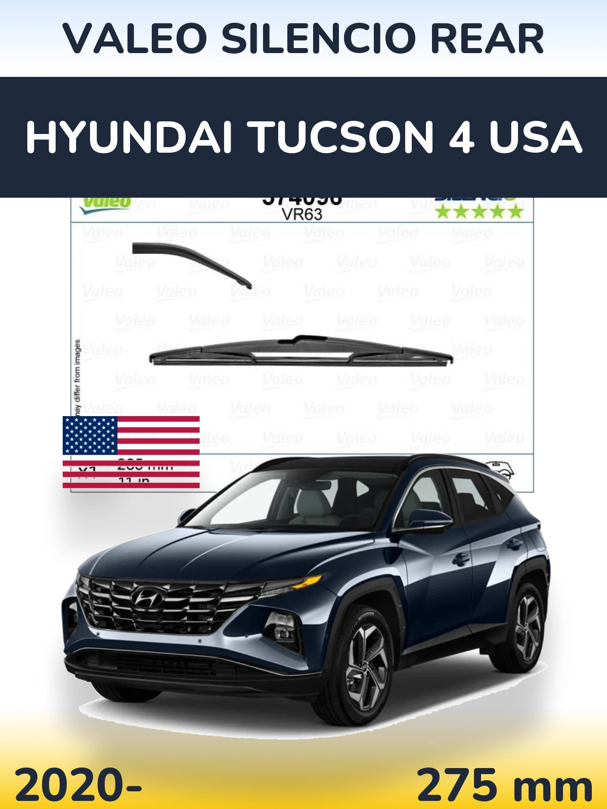 Torkarblad Valeo Silencio Rear för Hyundai Tucson 4 USA