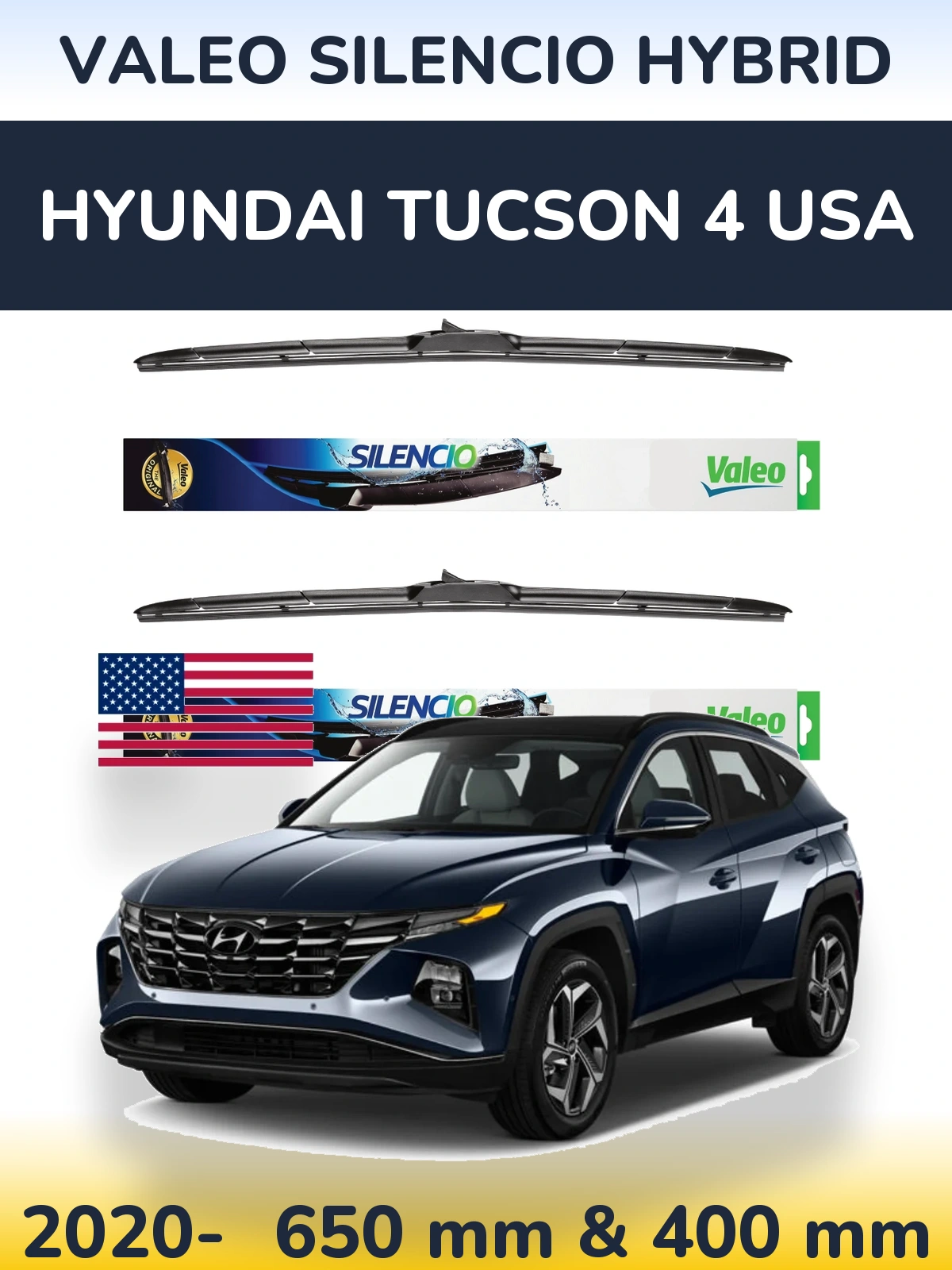 Torkarblad Valeo Silencio Hybrid för Hyundai Tucson 4 USA