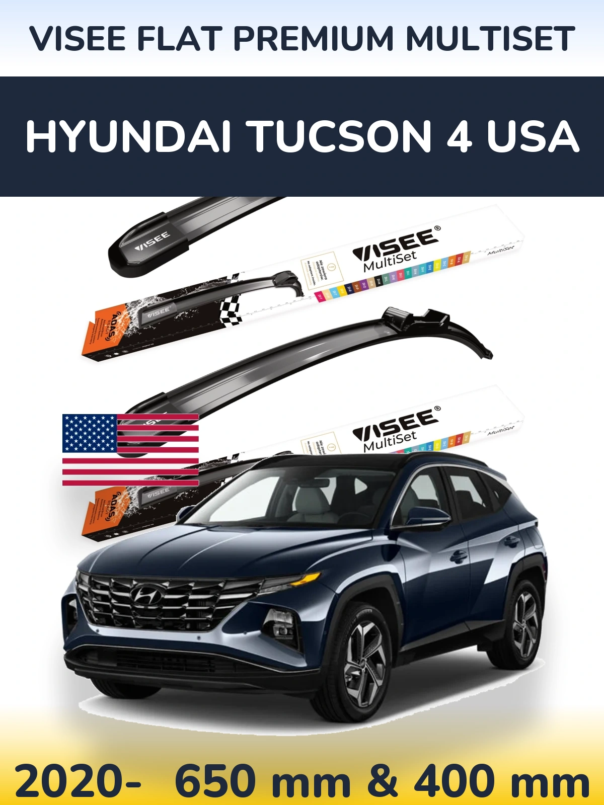 Torkarblad VISEE FLAT PREMIUM MultiSet för Hyundai Tucson 4 USA