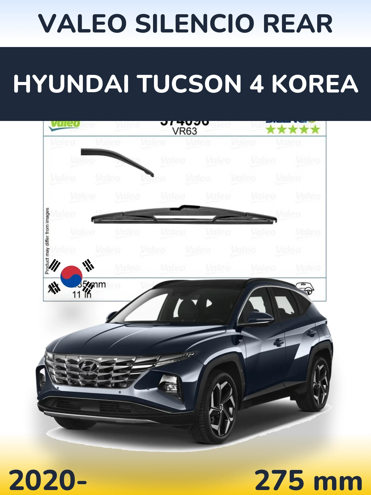 Torkarblad Valeo Silencio Rear för Hyundai Tucson 4 Korea