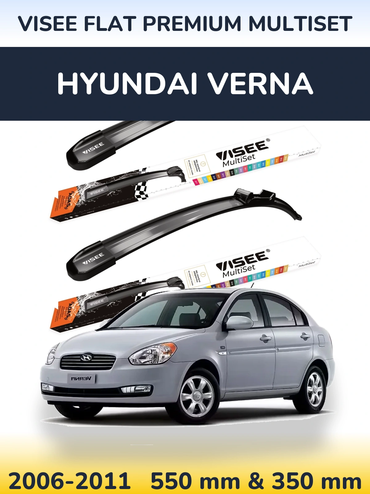 Torkarblad VISEE FLAT PREMIUM MultiSet för Hyundai Verna
