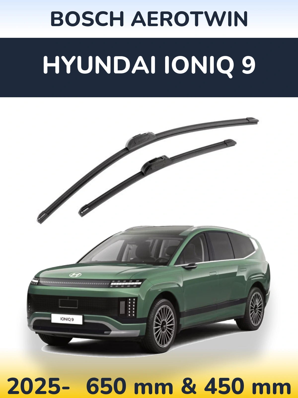 Комплект передних дворников BOSCH AeroTwin 650 & 450 мм для Hyundai IONIQ 9 2025-2026