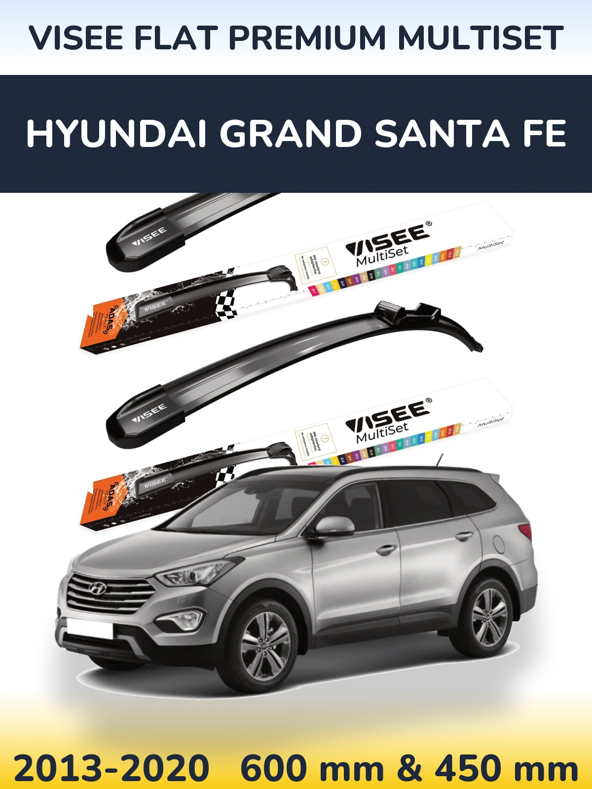 Torkarblad VISEE FLAT PREMIUM MultiSet för Hyundai Grand Santa Fe