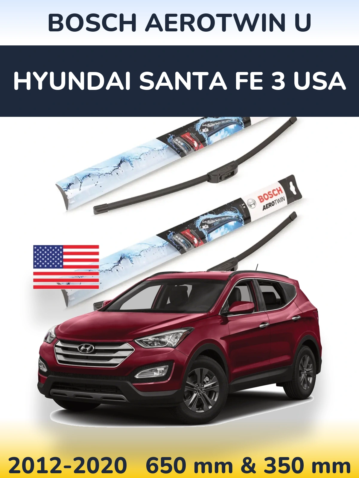 Torkarblad BOSCH AeroTwin U för Hyundai Santa Fe 3 USA