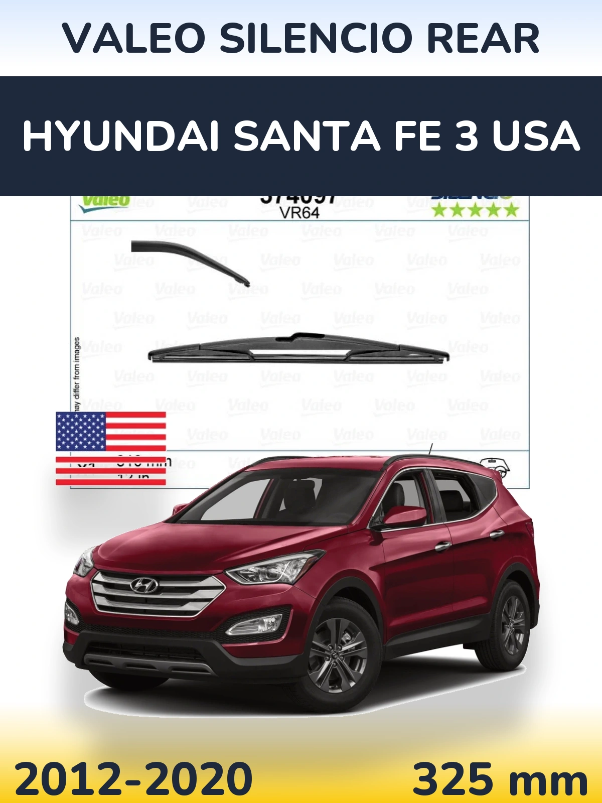 Torkarblad Valeo Silencio Rear för Hyundai Santa Fe 3 USA