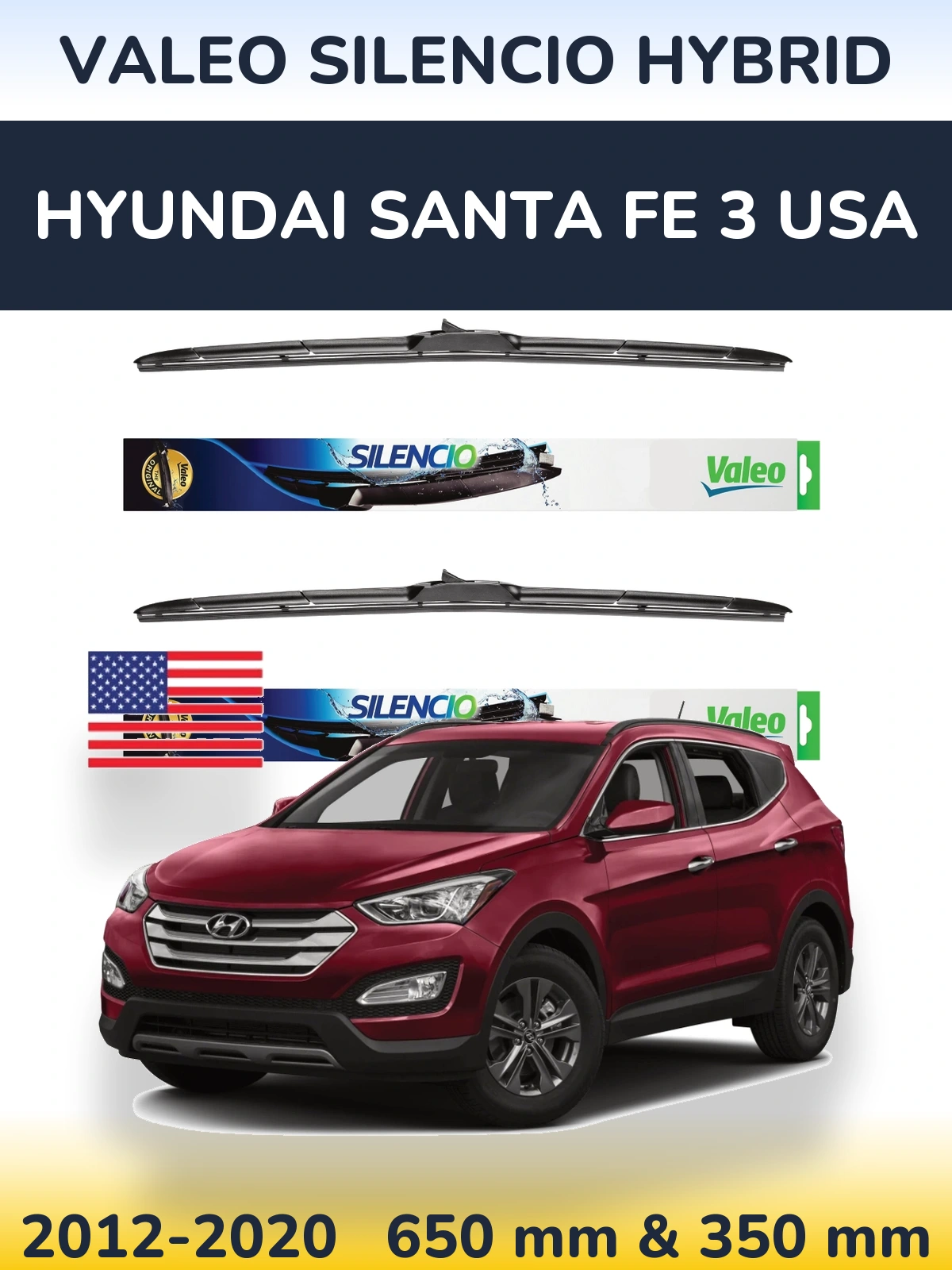 Torkarblad Valeo Silencio Hybrid för Hyundai Santa Fe 3 USA
