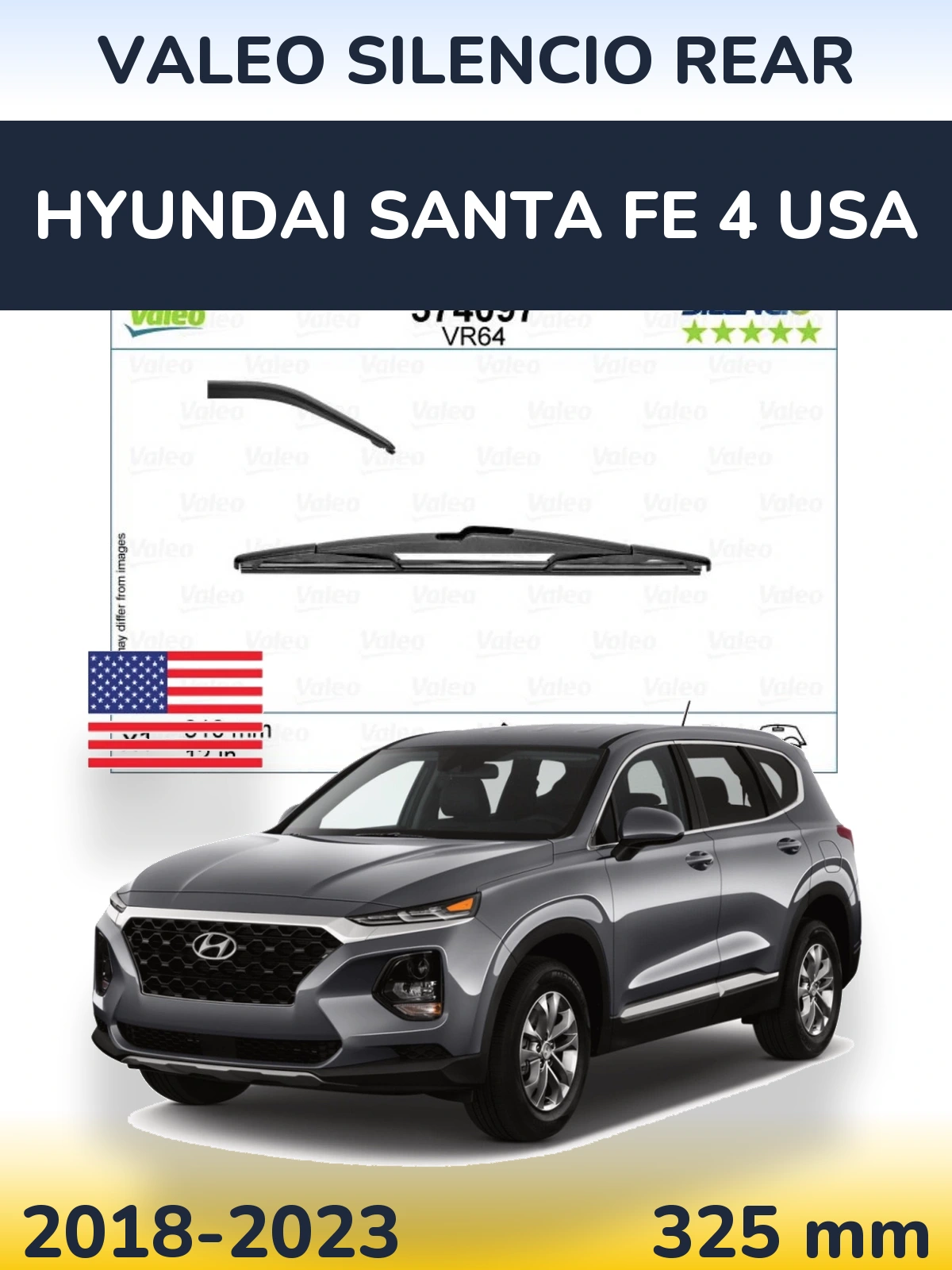 Torkarblad Valeo Silencio Rear för Hyundai Santa Fe 4 USA