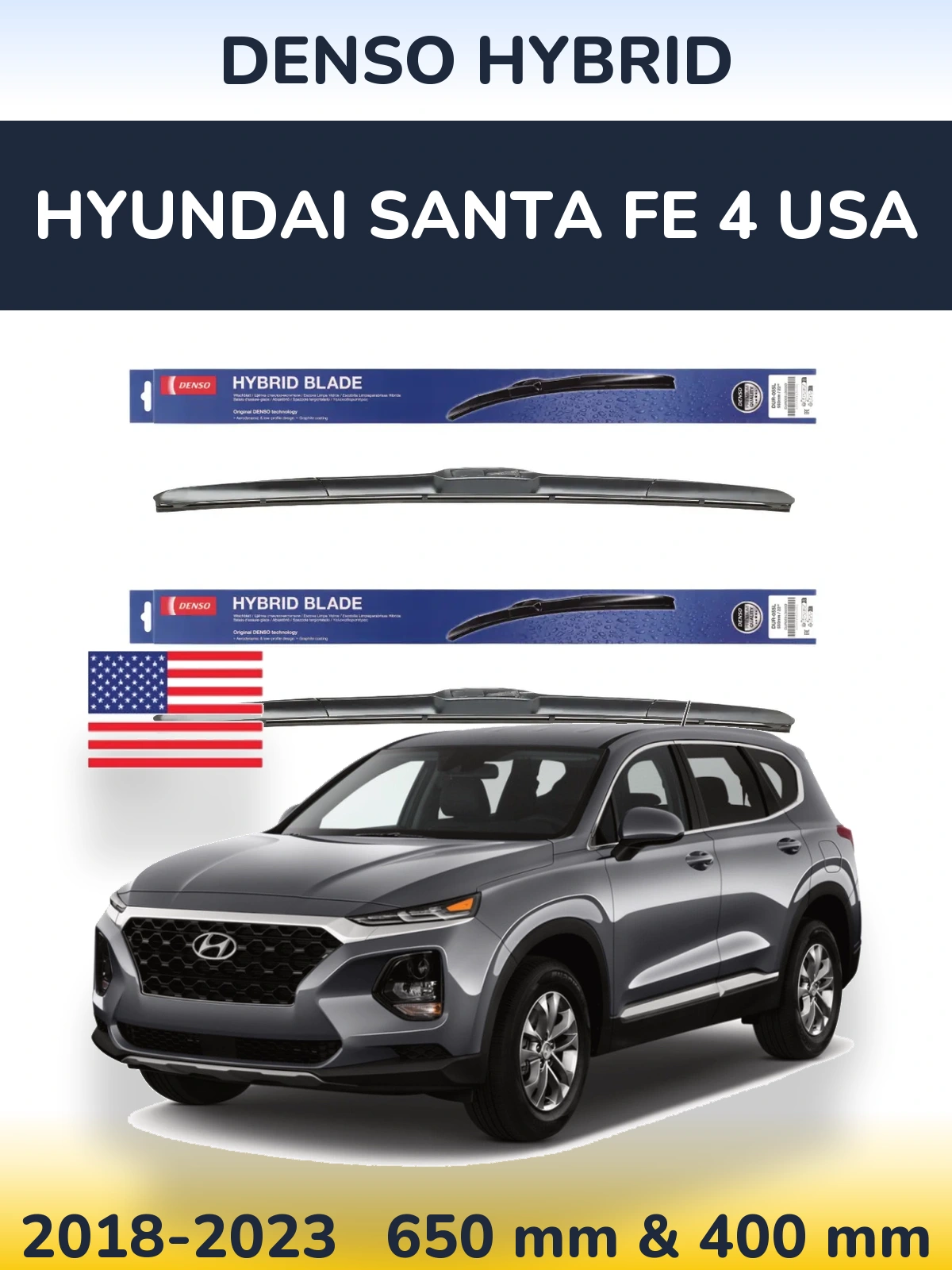 Torkarblad Denso Hybrid för Hyundai Santa Fe 4 USA