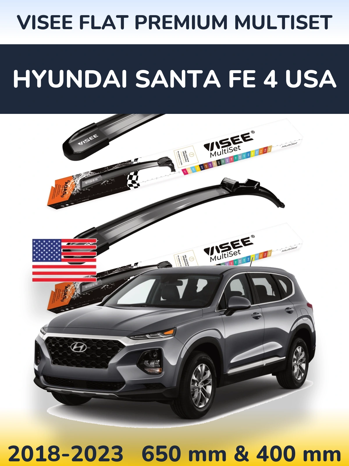 Torkarblad VISEE FLAT PREMIUM MultiSet för Hyundai Santa Fe 4 USA