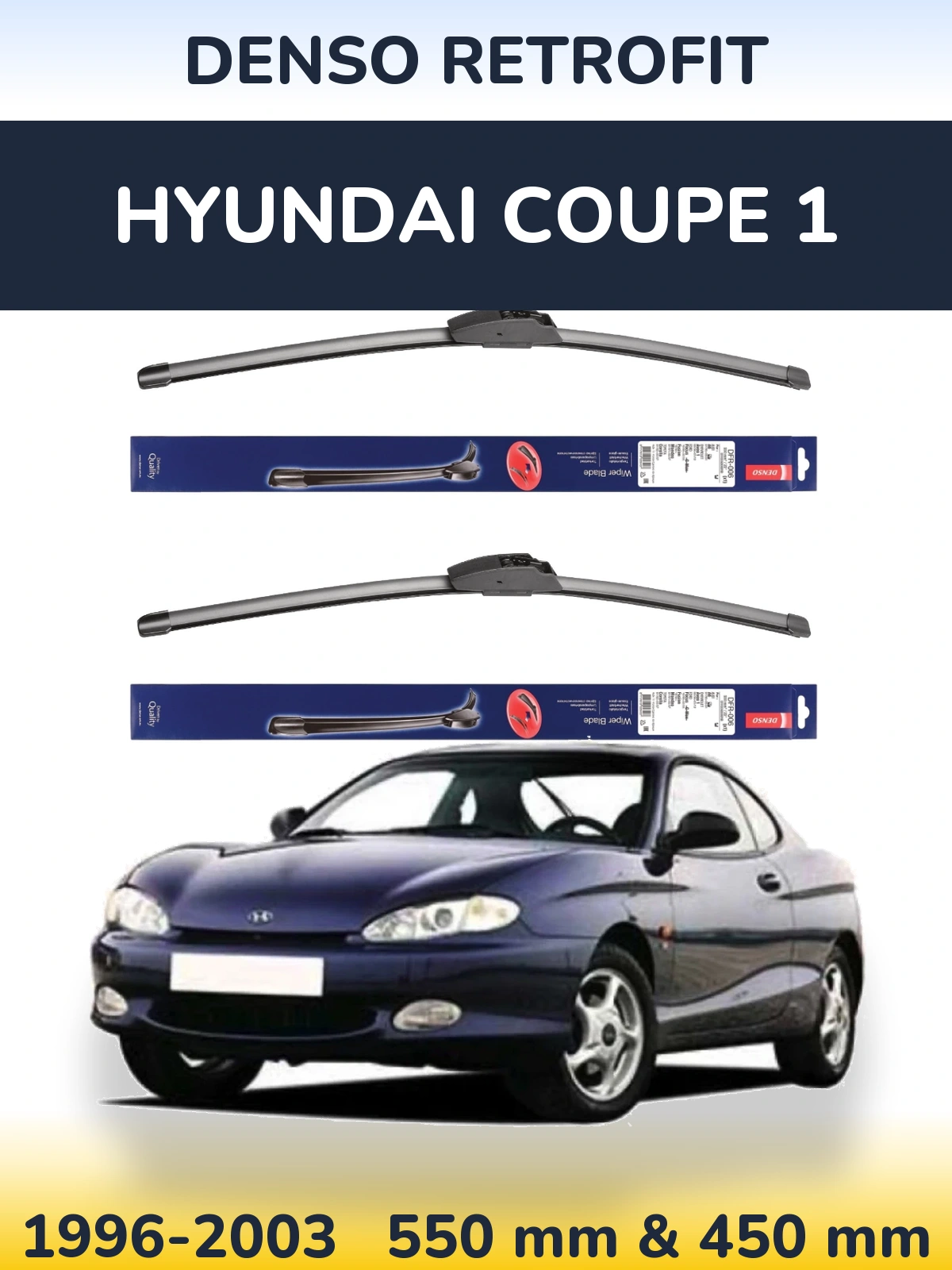 Комплект передних дворников Denso Retrofit 550 & 450 мм для Hyundai Coupe 1 1996-2003