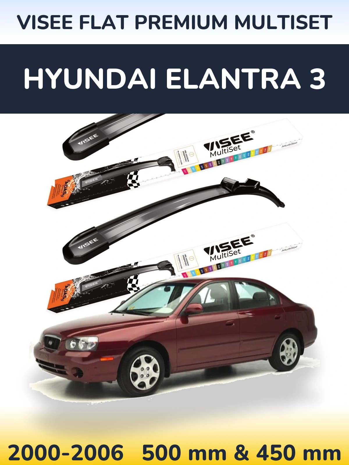 Torkarblad VISEE FLAT PREMIUM MultiSet för Hyundai Elantra 3