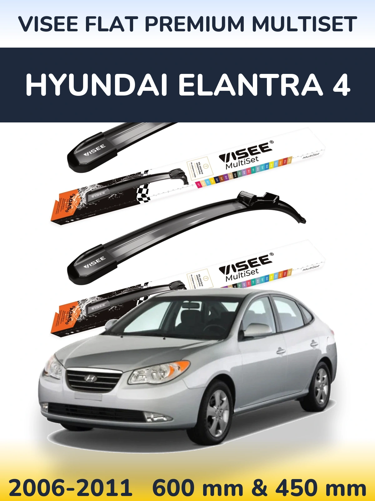 Torkarblad VISEE FLAT PREMIUM MultiSet för Hyundai Elantra 4