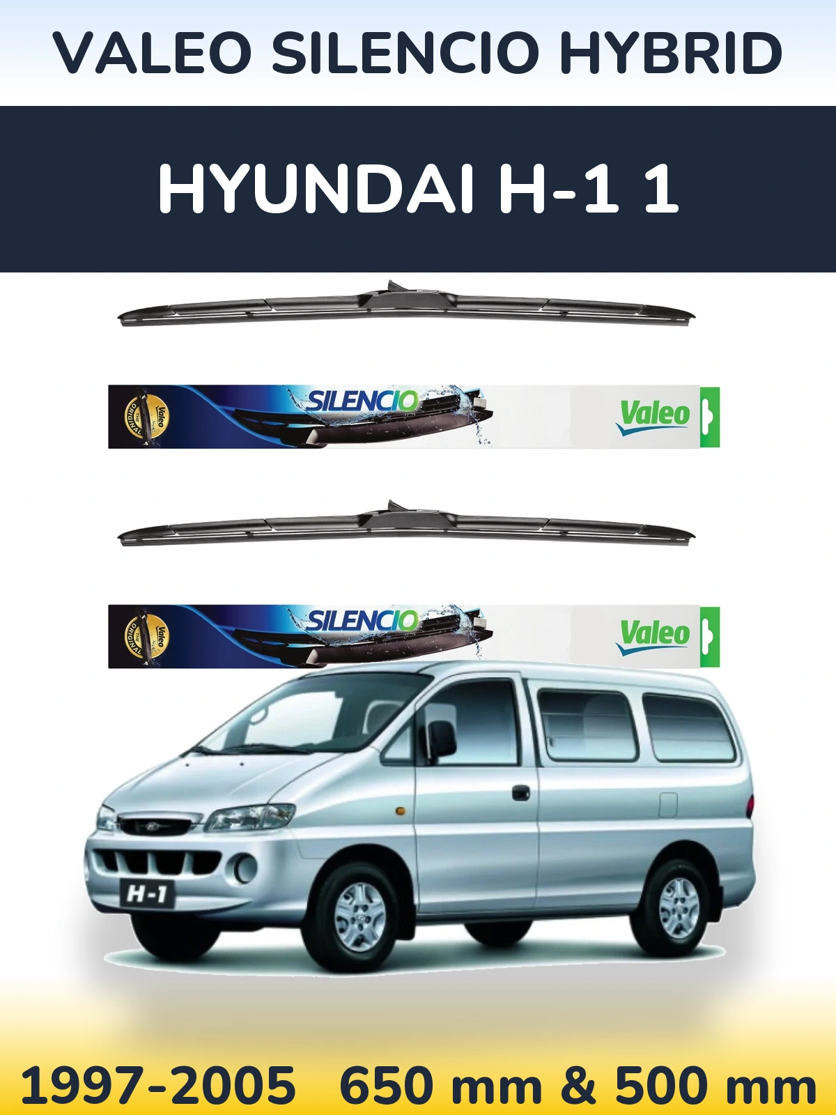 Torkarblad Valeo Silencio Hybrid för Hyundai H-1 1