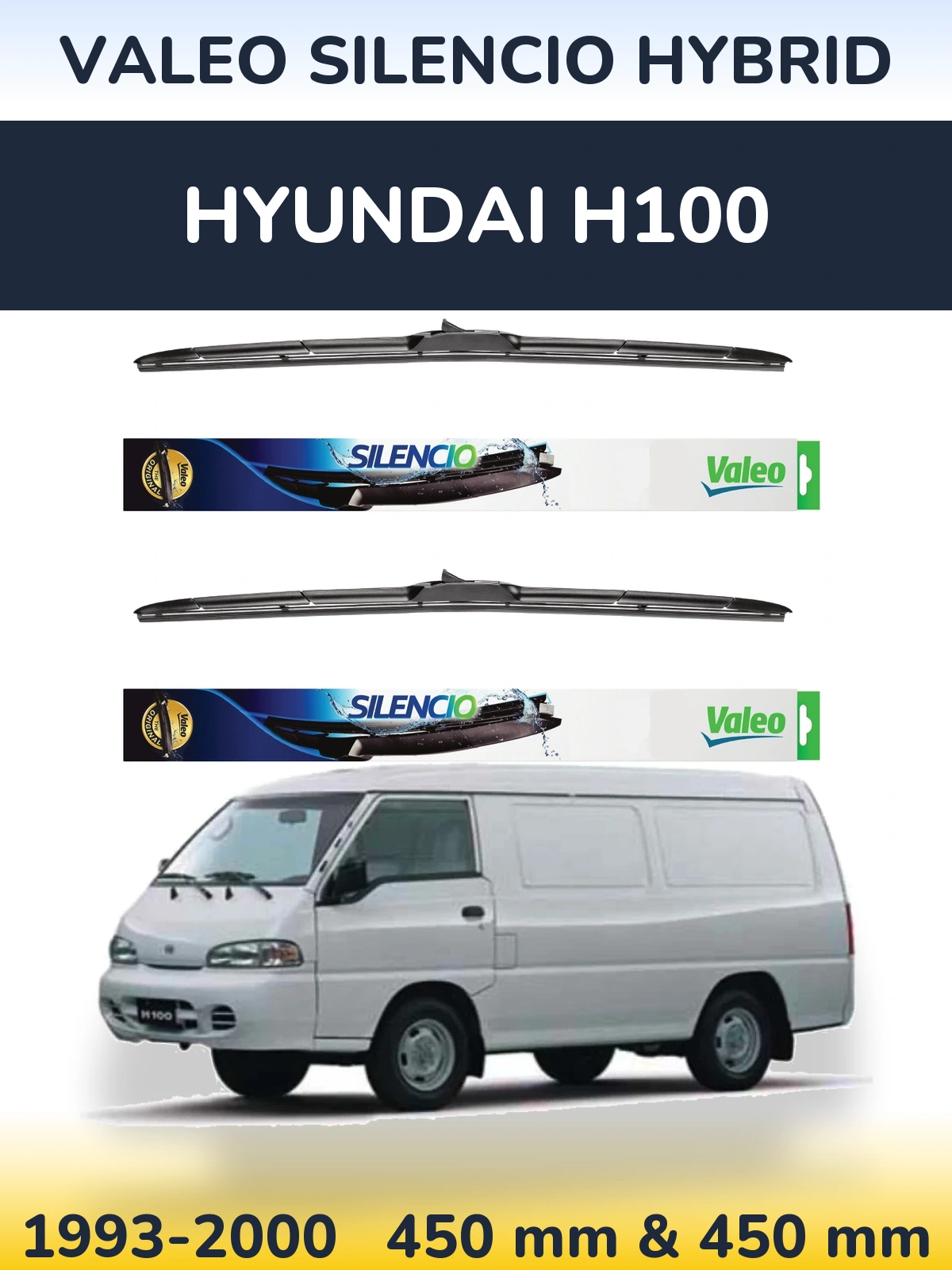 Комплект передних дворников Valeo Silencio Hybrid 450 & 450 мм для Hyundai H100 1993-2000