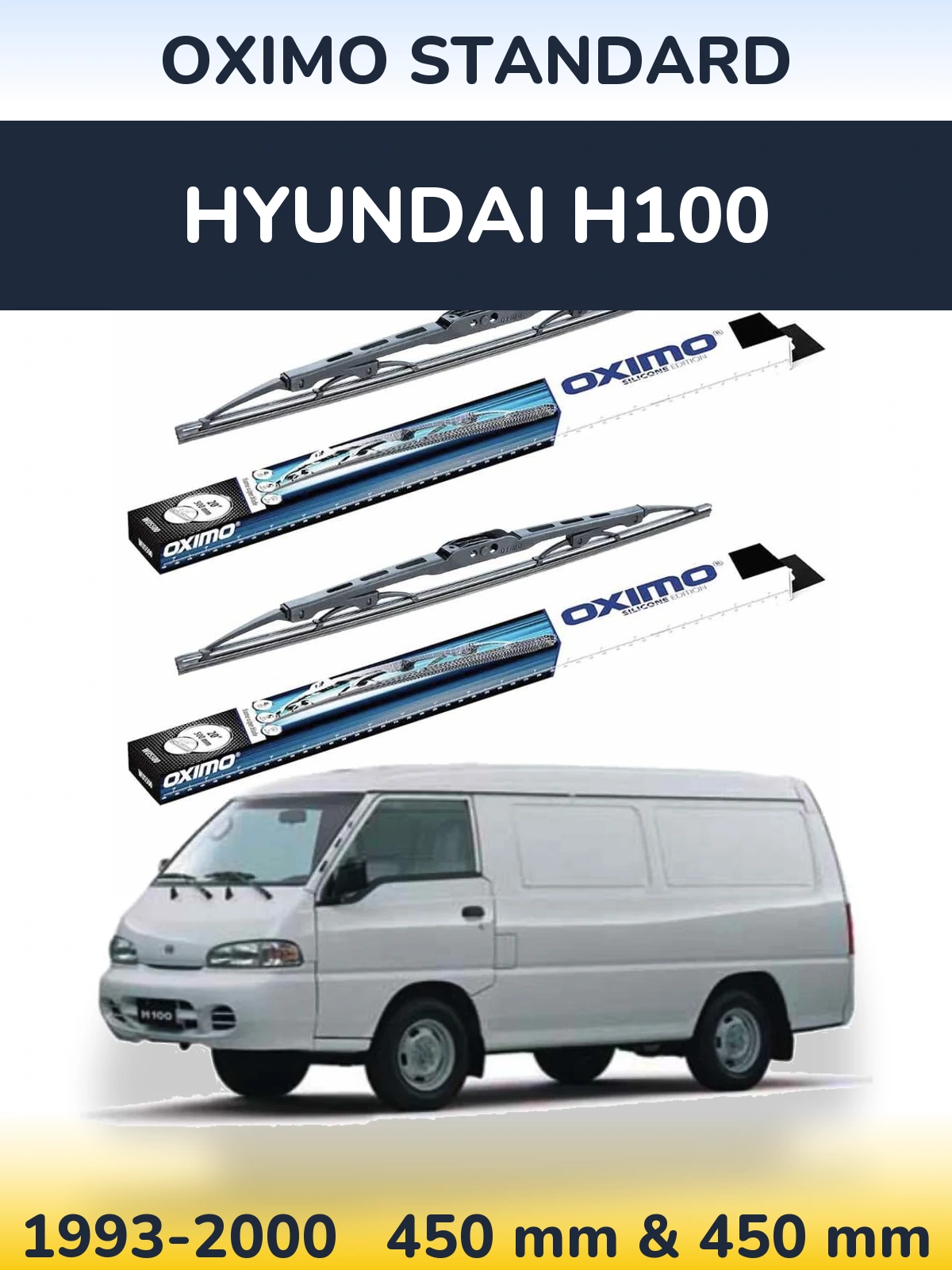 Front wiper blade set Oximo Standard 450 & 450 mm for Hyundai H100 1993-2000