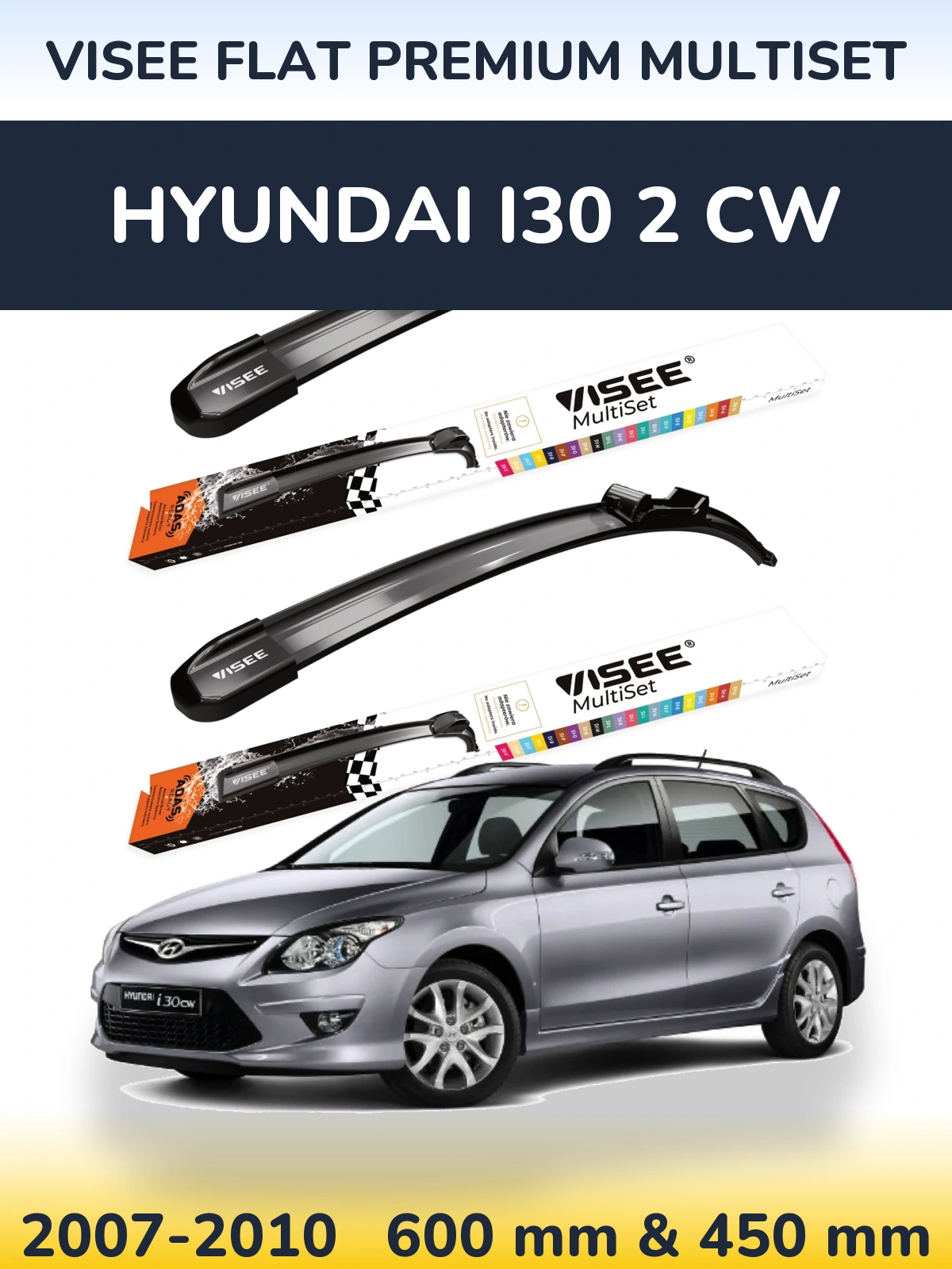Torkarblad VISEE FLAT PREMIUM MultiSet för Hyundai i30 2 CW