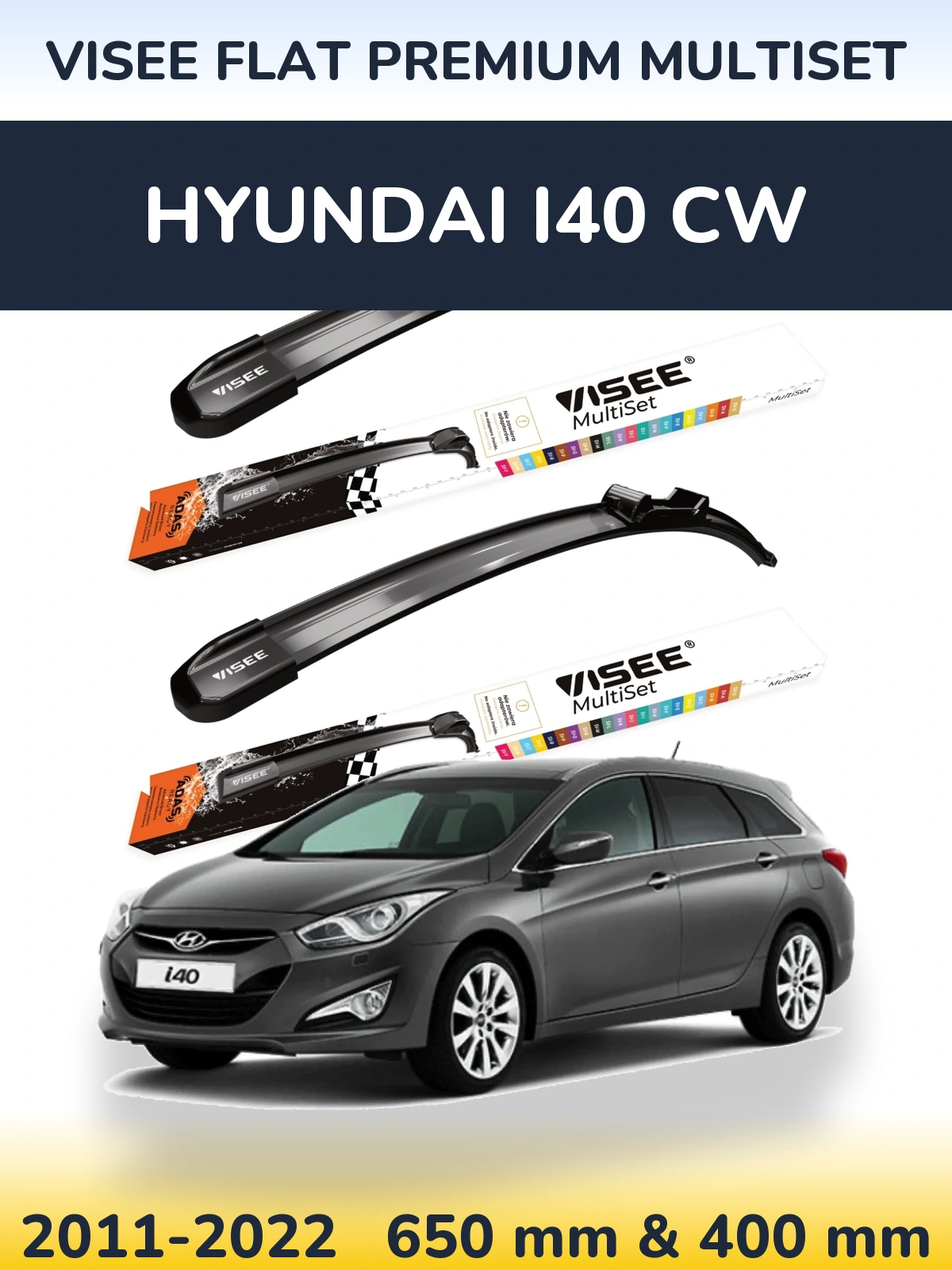 Torkarblad VISEE FLAT PREMIUM MultiSet för Hyundai i40 CW