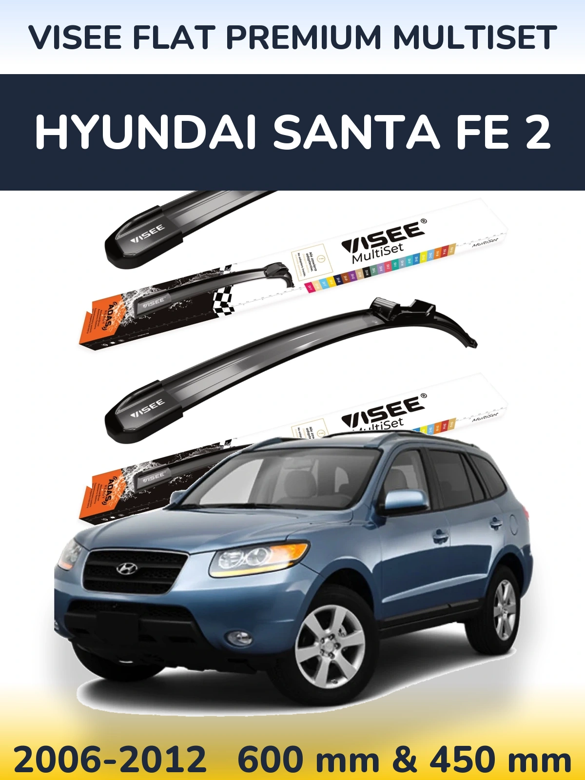 Torkarblad VISEE FLAT PREMIUM MultiSet för Hyundai Santa Fe 2