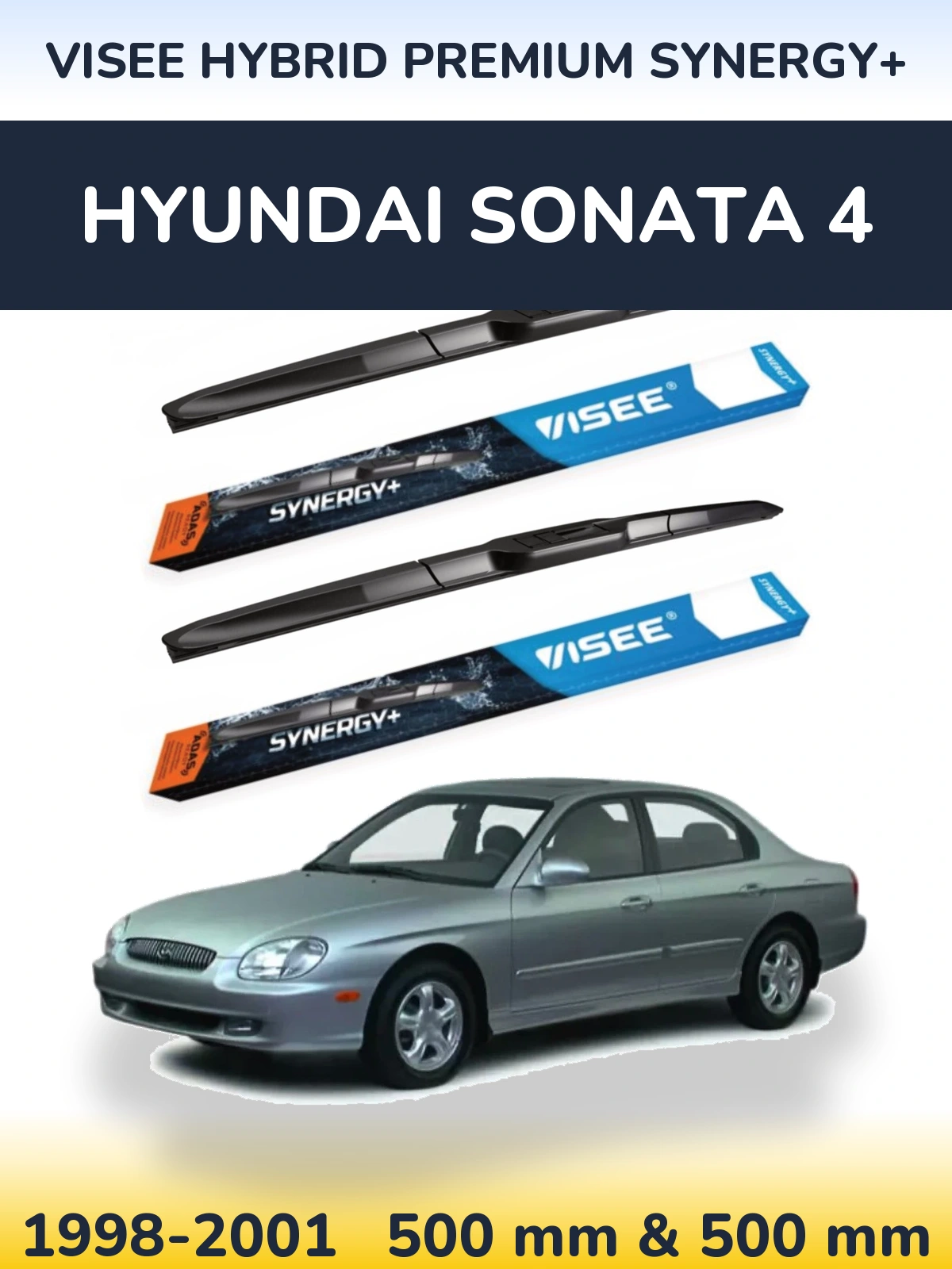 Комплект передних дворников VISEE HYBRID PREMIUM SYNERGY+ 500 & 500 мм для Hyundai Sonata 4 1998-2001