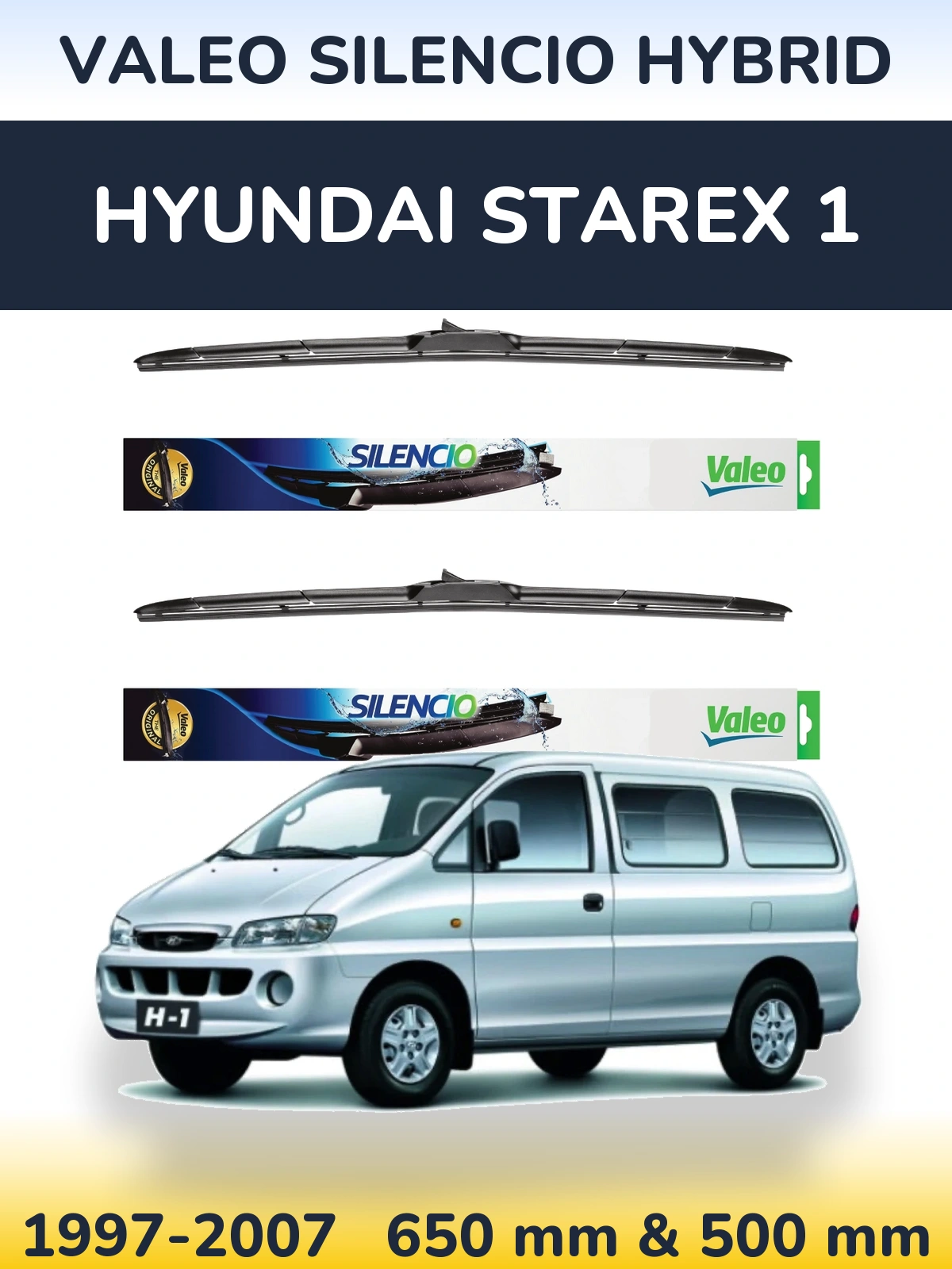 Комплект передних дворников Valeo Silencio Hybrid 650 & 500 мм для Hyundai Starex 1 1997-2007