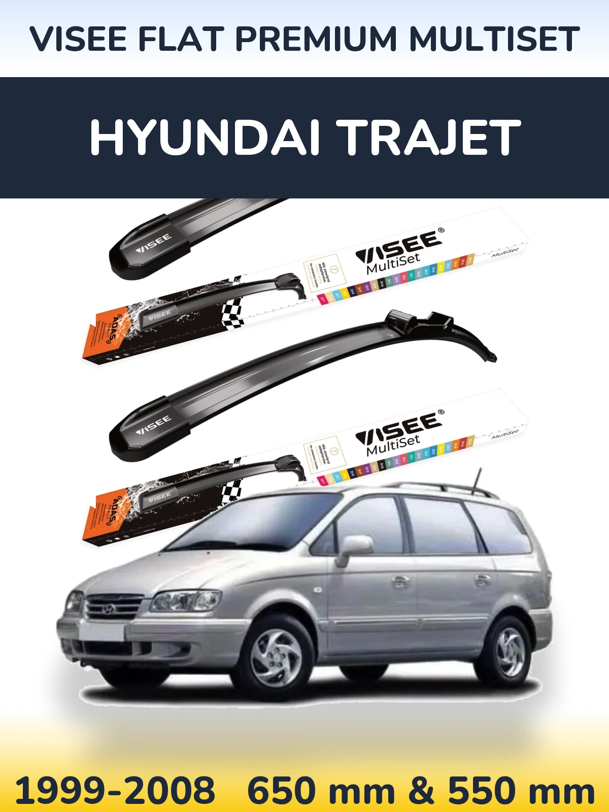 Torkarblad VISEE FLAT PREMIUM MultiSet för Hyundai Trajet