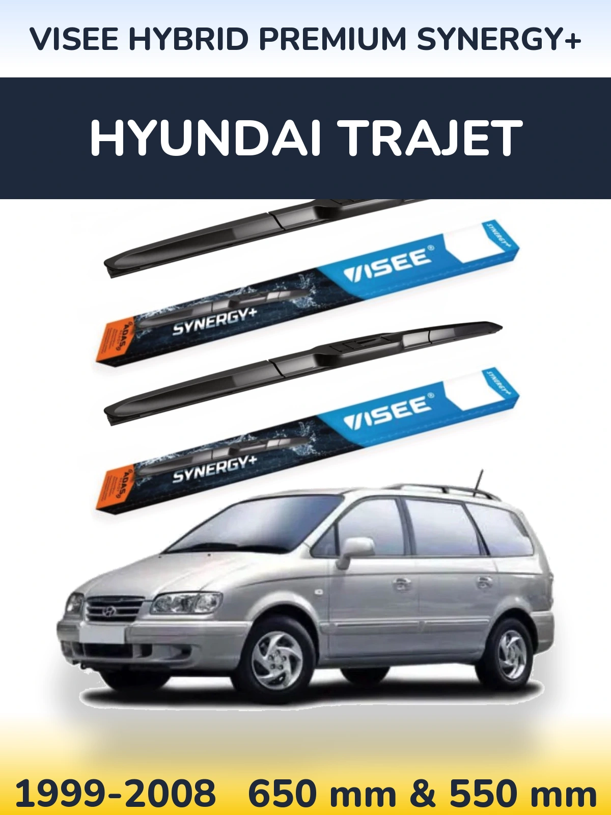 Комплект передних дворников VISEE HYBRID PREMIUM SYNERGY+ 650 & 550 мм для Hyundai Trajet 1999-2008