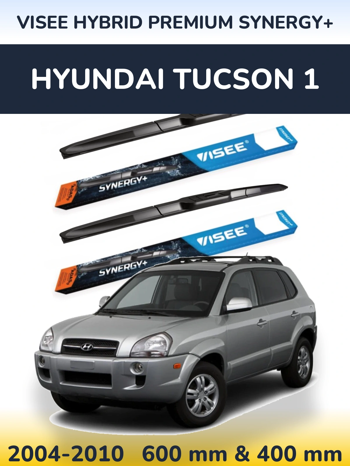 Комплект передніх щіток VISEE HYBRID PREMIUM SYNERGY+ 600 & 400 мм для Hyundai Tucson 1 2004-2010