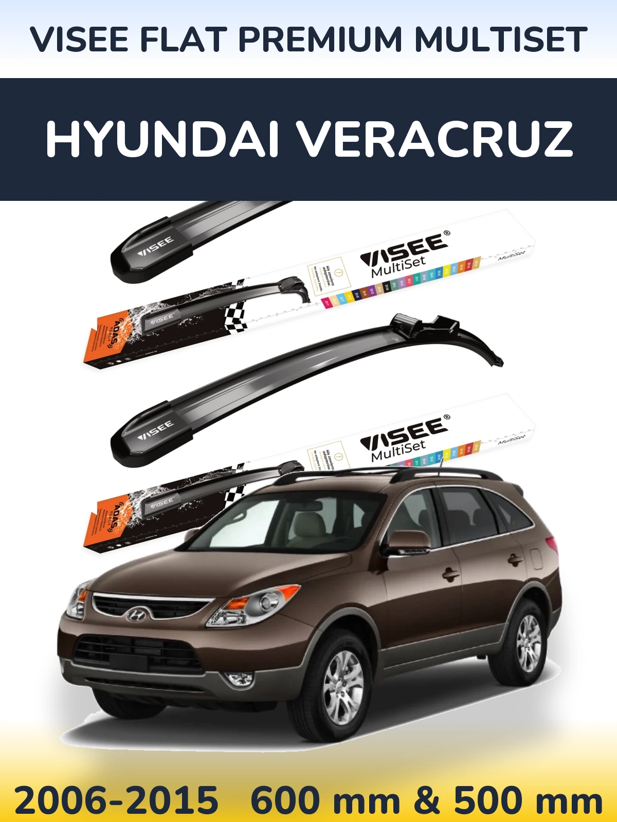 Torkarblad VISEE FLAT PREMIUM MultiSet för Hyundai Veracruz