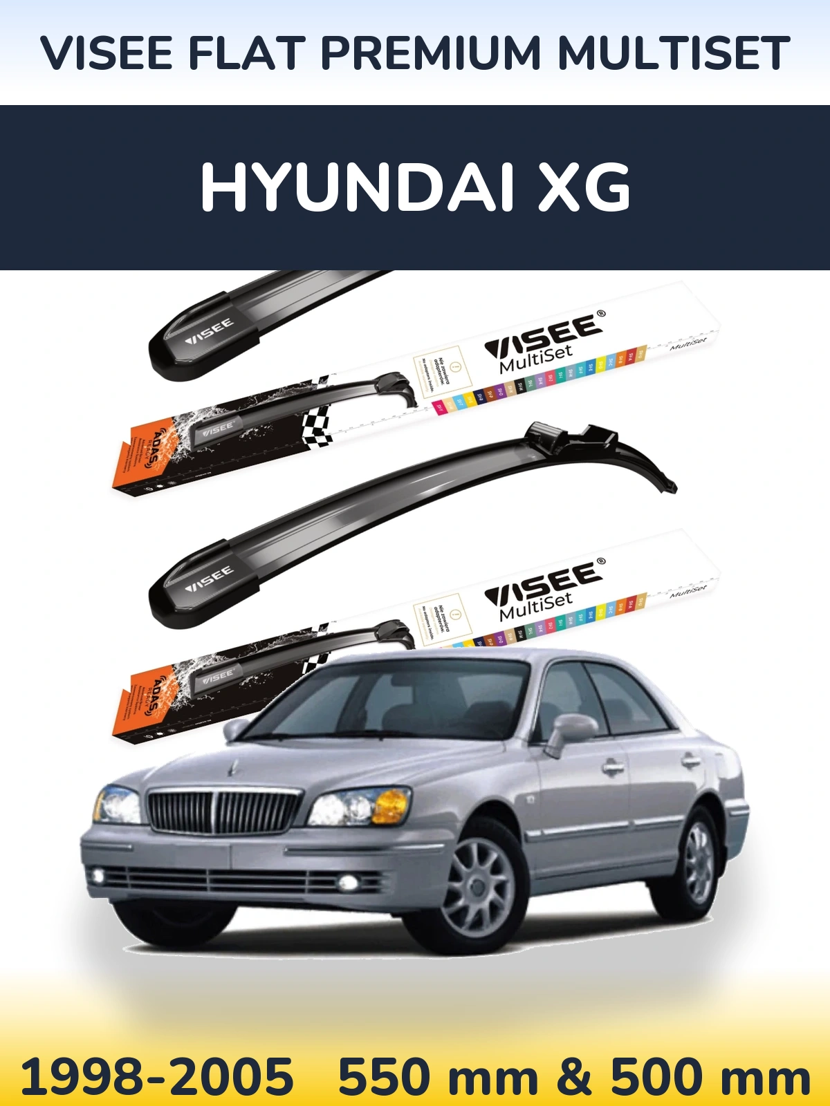 Torkarblad VISEE FLAT PREMIUM MultiSet för Hyundai XG