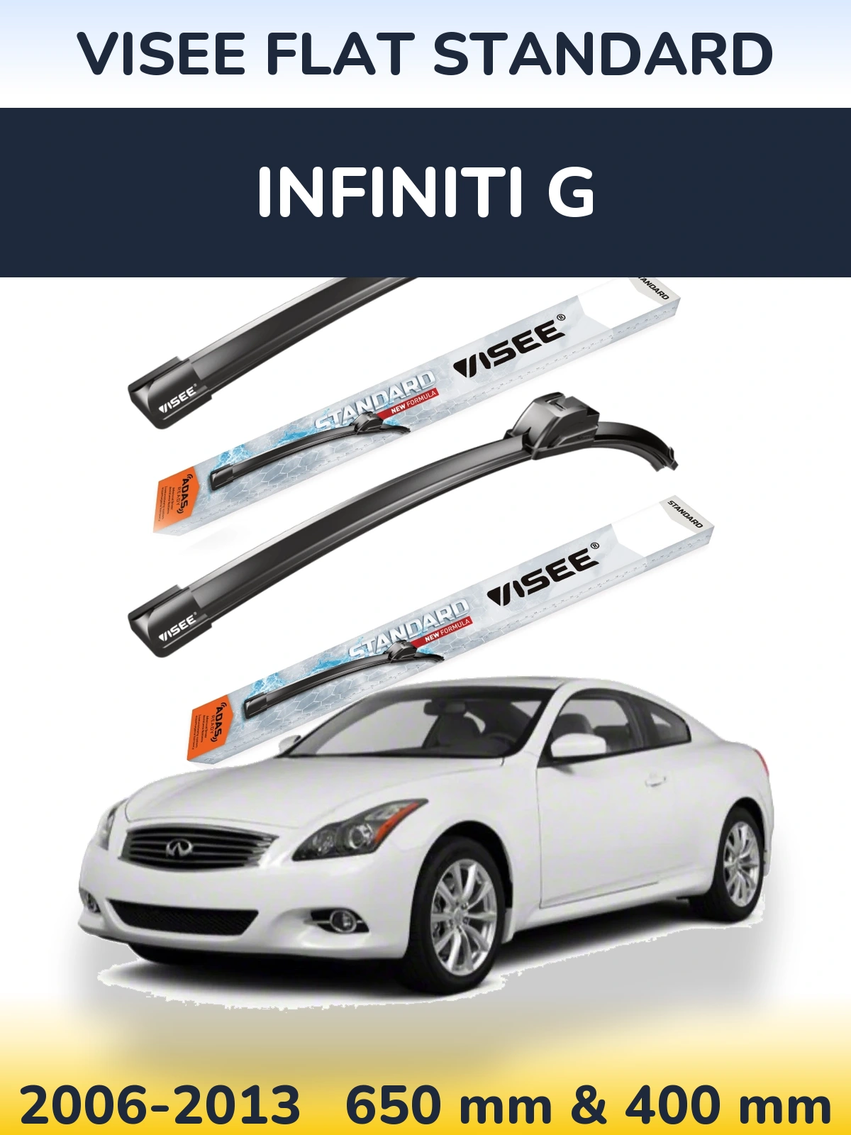 Комплект передніх щіток VISEE FLAT STANDARD 650 & 400 мм для Infiniti G 2006-2013