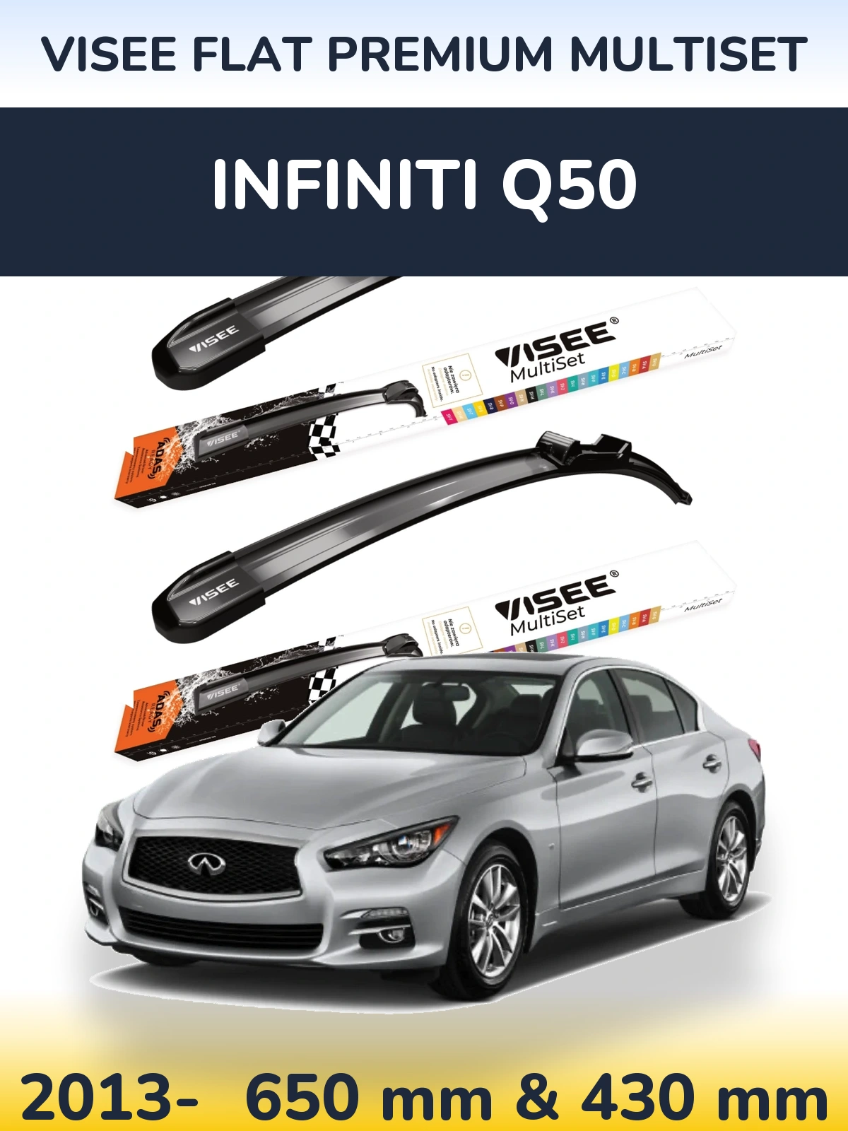 Torkarblad VISEE FLAT PREMIUM MultiSet för Infiniti Q50