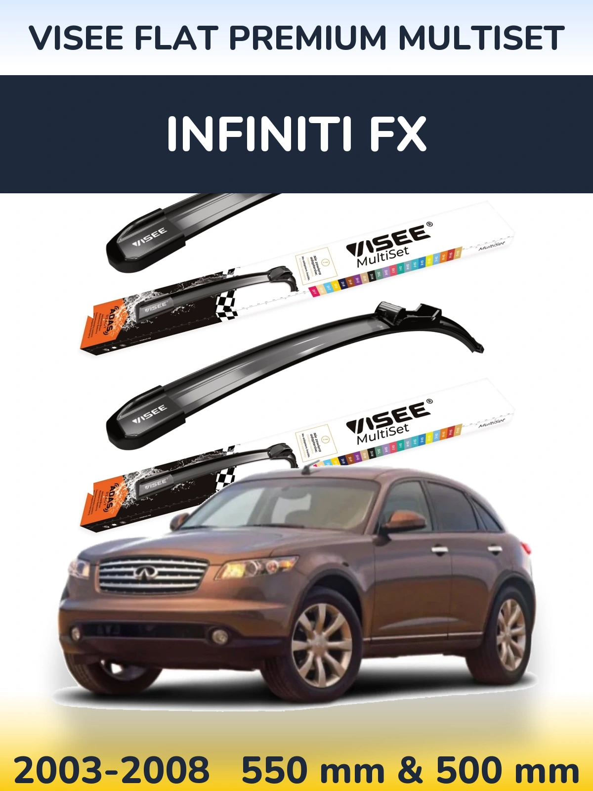 Torkarblad VISEE FLAT PREMIUM MultiSet för Infiniti FX