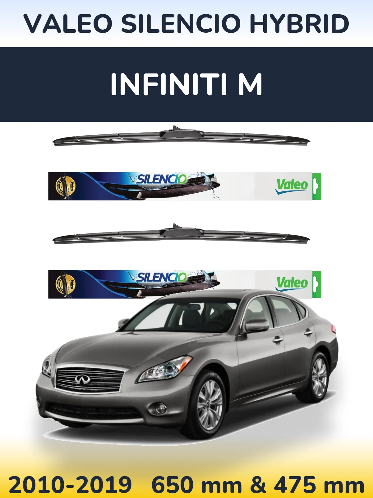 Комплект передніх щіток Valeo Silencio Hybrid 650 & 475 мм для Infiniti M 2010-2019