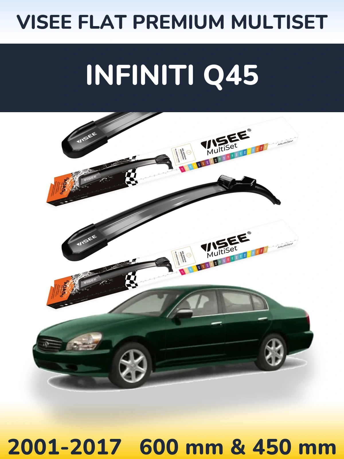 Torkarblad VISEE FLAT PREMIUM MultiSet för Infiniti Q45