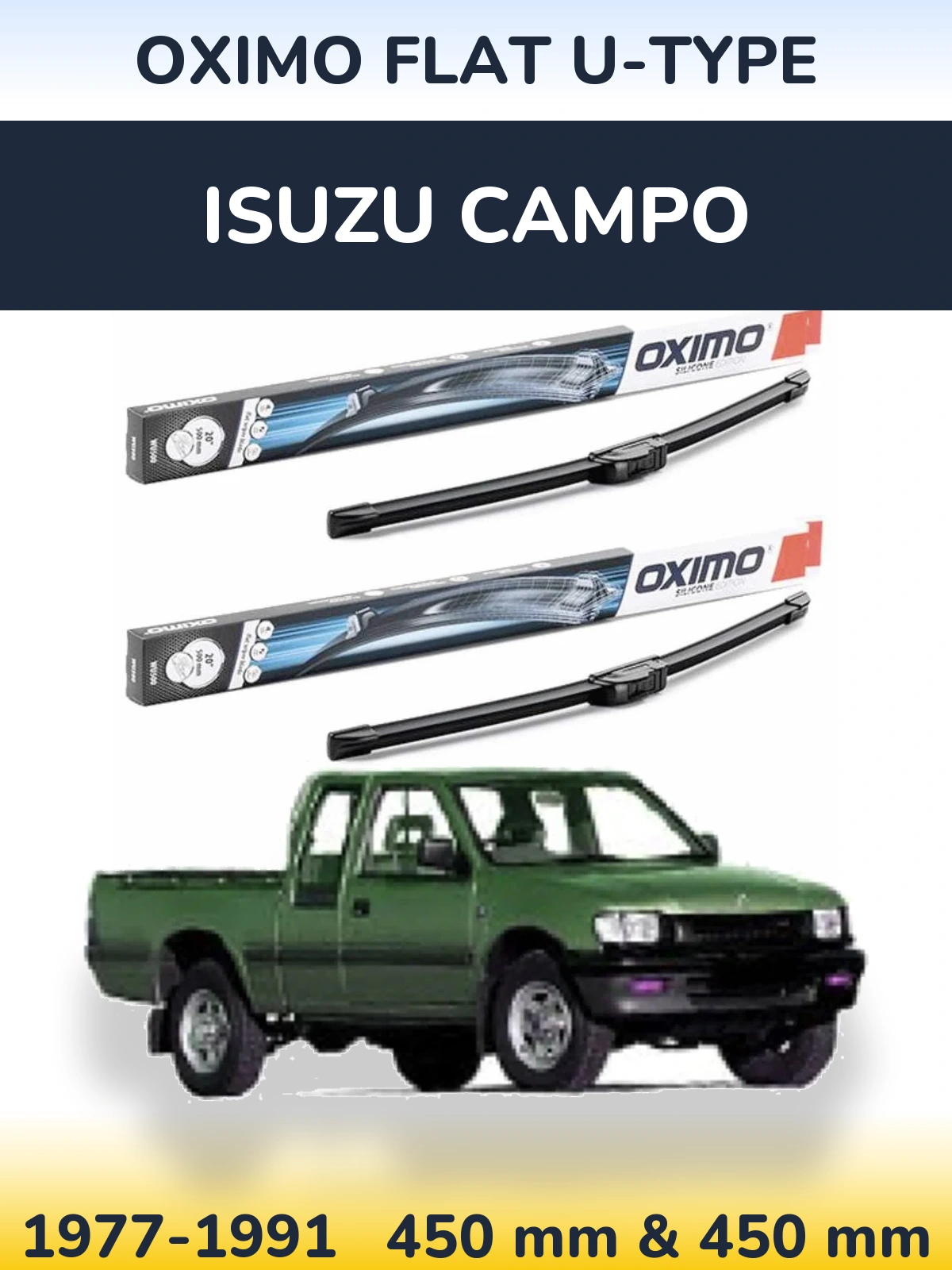 Комплект передних дворников Oximo Flat U-type 450 & 450 мм для Isuzu Campo 1977-1991