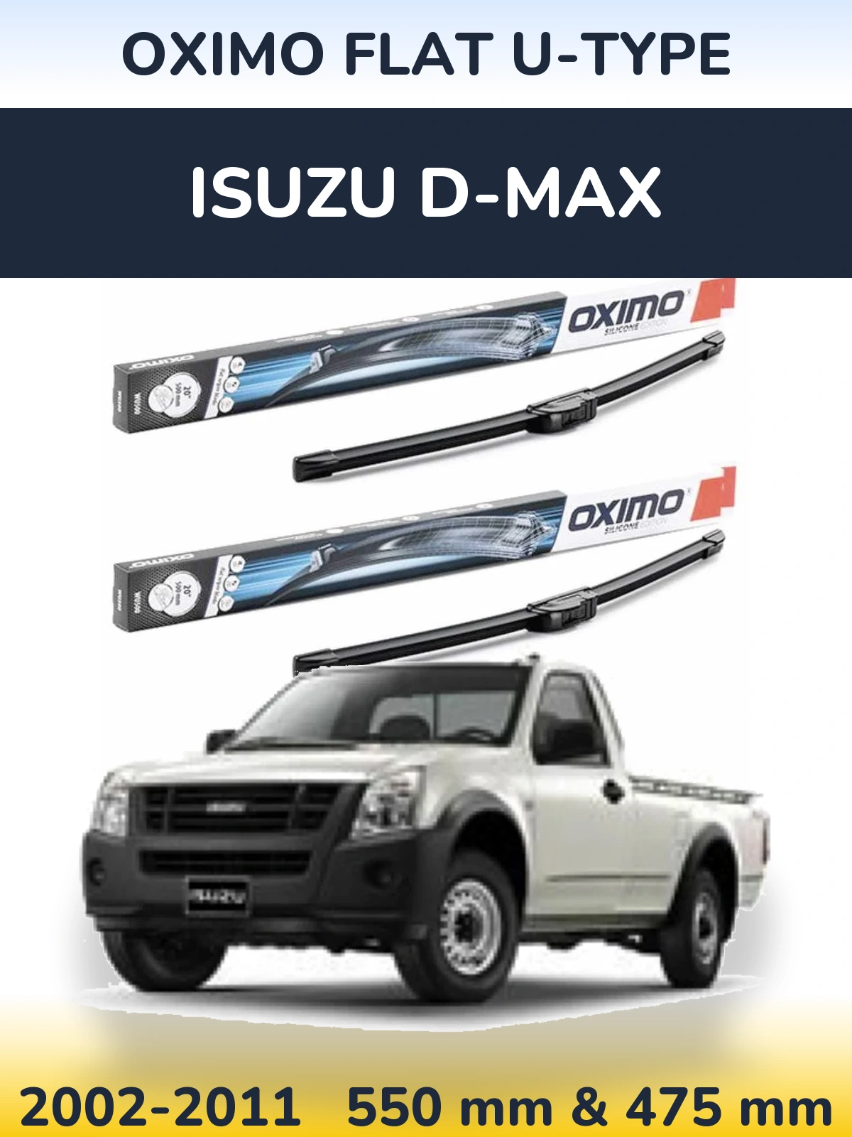 Комплект передних дворников Oximo Flat U-type 550 & 475 мм для Isuzu D-Max 2002-2011