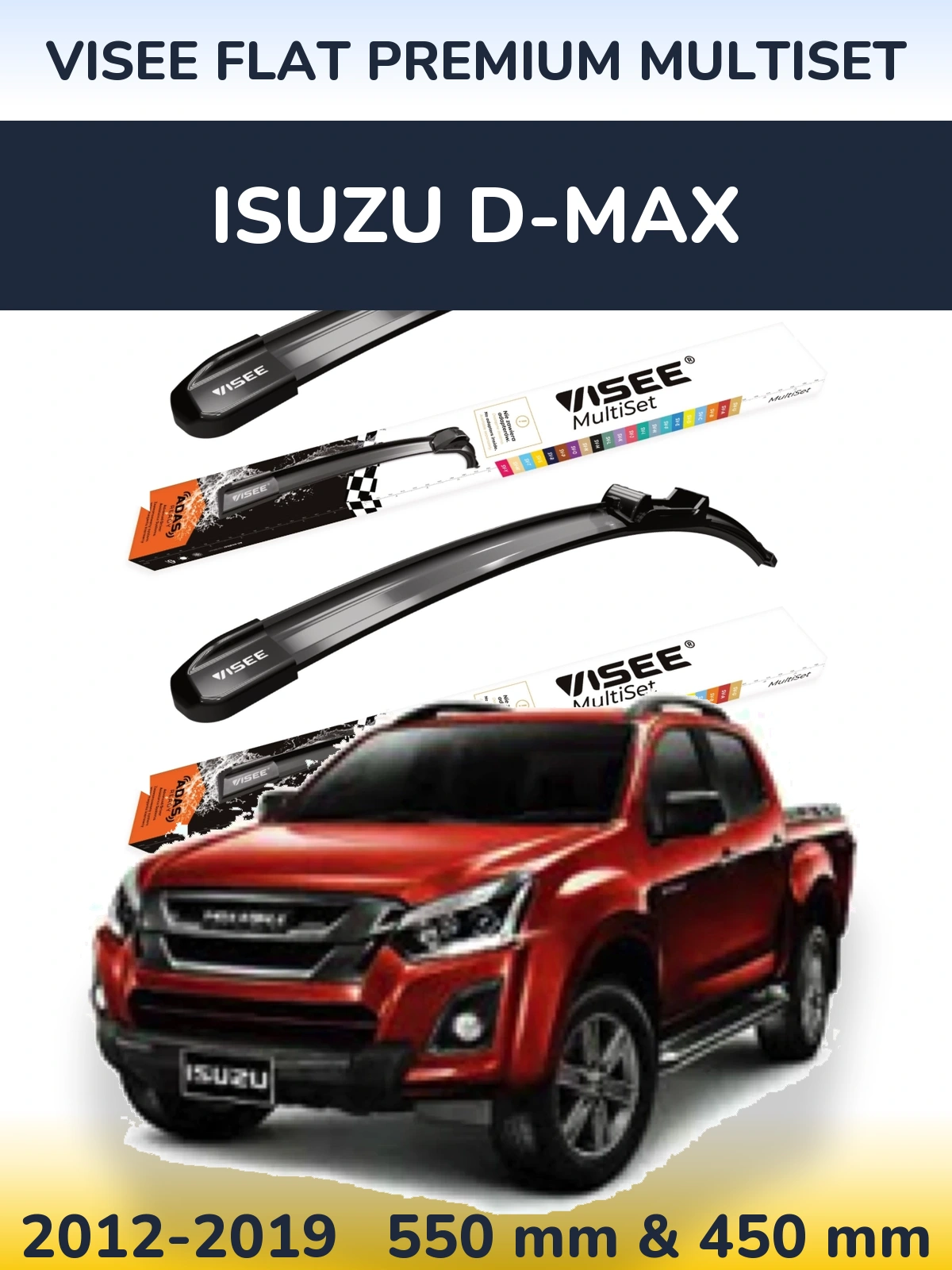 Torkarblad VISEE FLAT PREMIUM MultiSet för Isuzu D-Max
