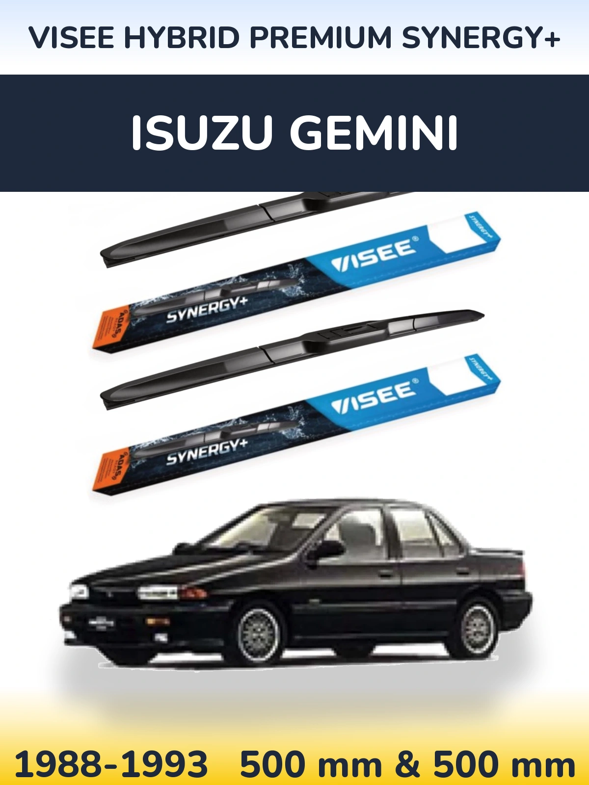 Комплект передніх щіток VISEE HYBRID PREMIUM SYNERGY+ 500 & 500 мм для Isuzu Gemini 1988-1993