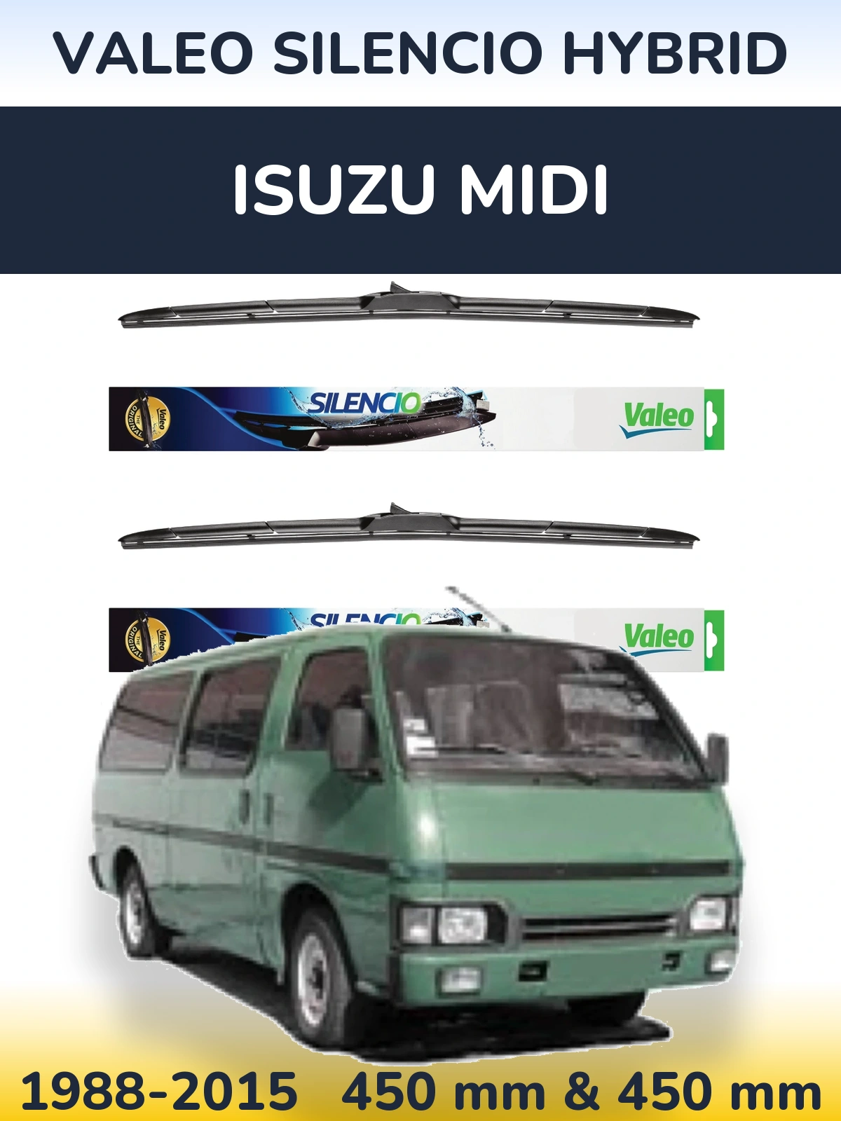 Комплект передніх щіток Valeo Silencio Hybrid 450 & 450 мм для Isuzu Midi 1988-2015