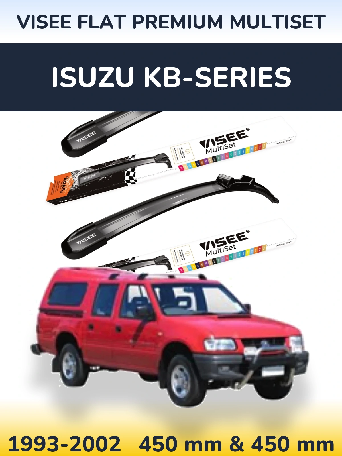 Комплект передніх щіток VISEE FLAT PREMIUM MultiSet 450 & 450 мм для Isuzu KB-Series 1993-2002