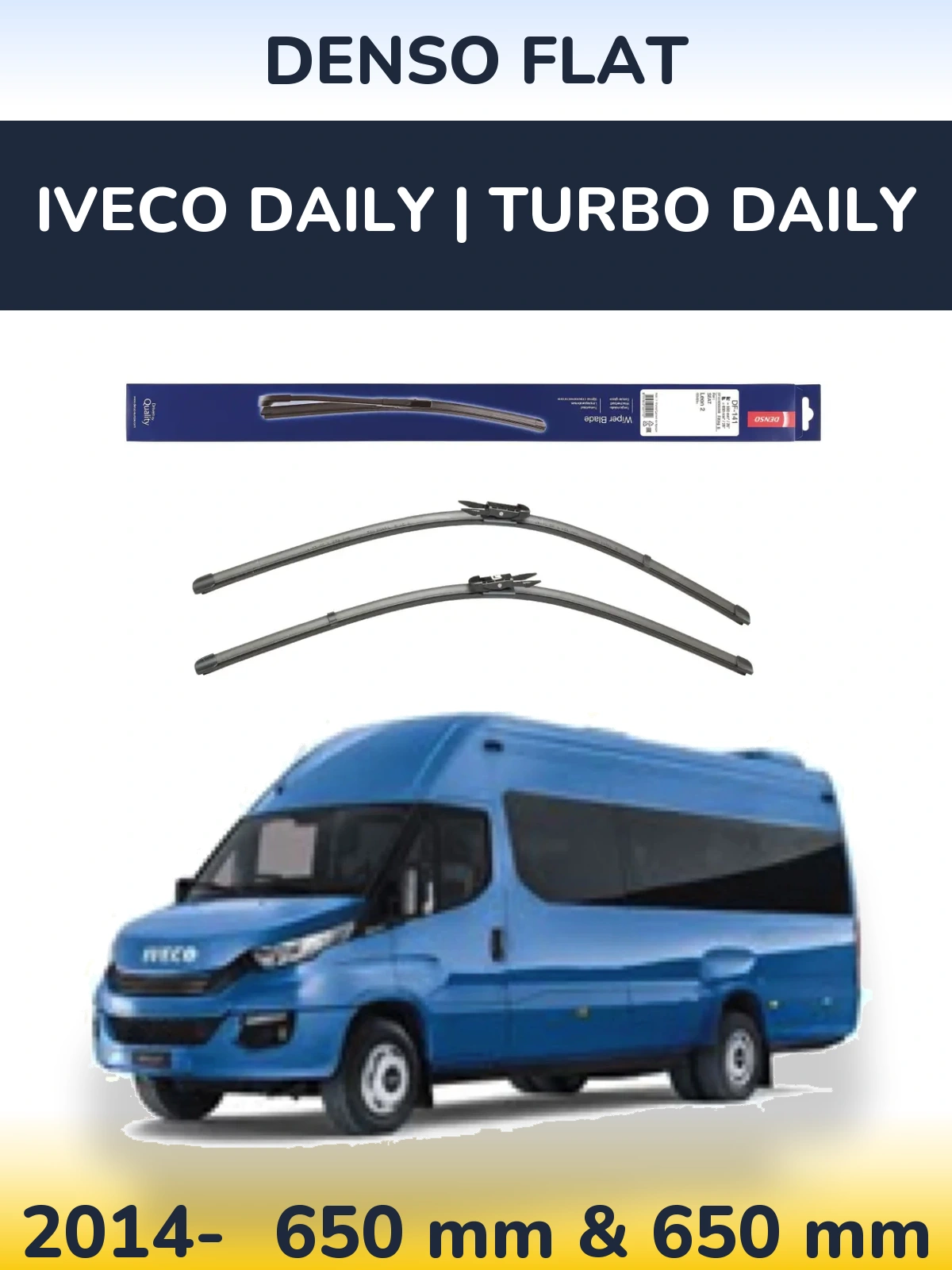 Комплект передніх щіток Denso Flat 650 & 650 мм для Iveco Daily | Turbo Daily 2014-2026