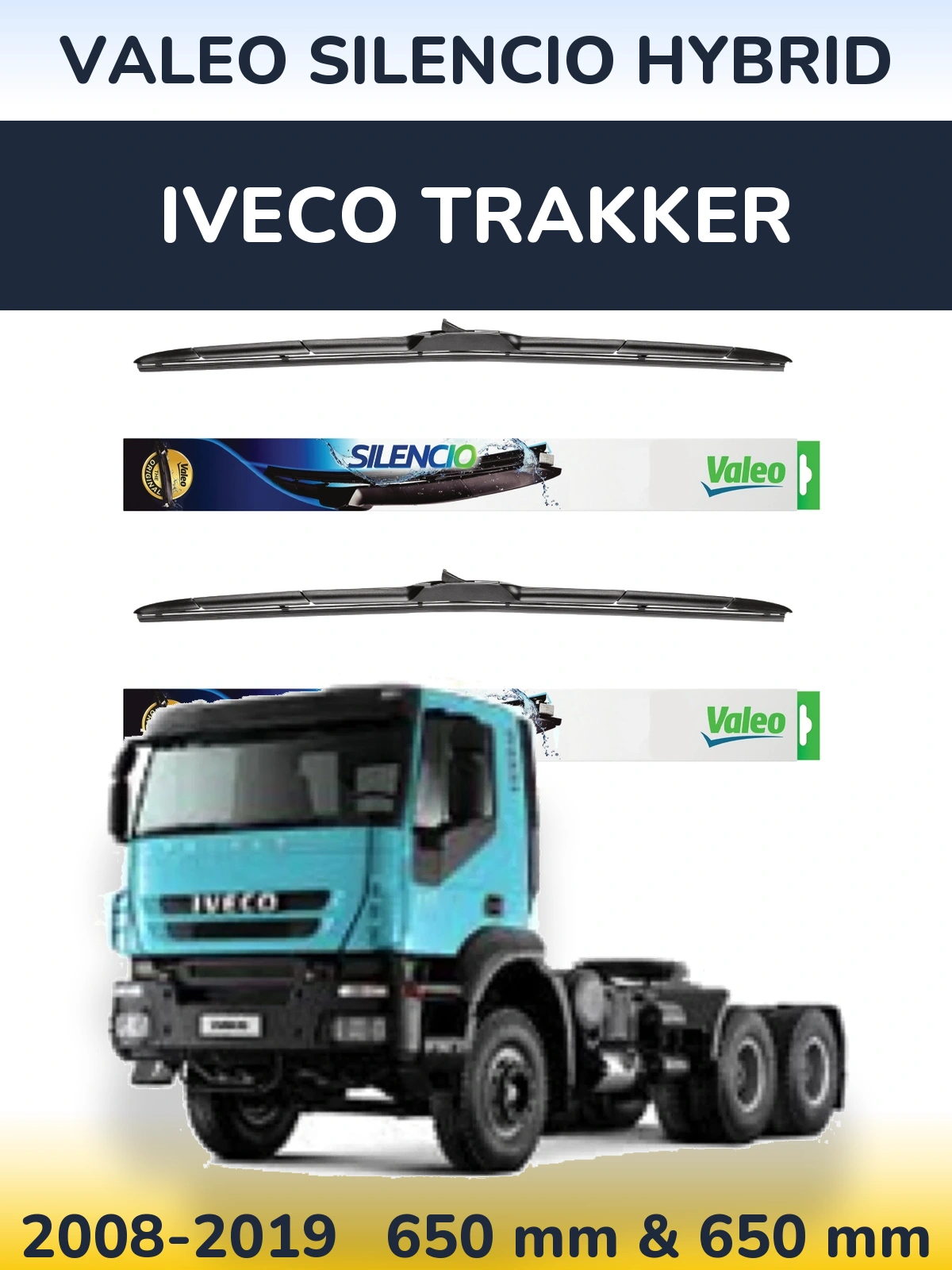 Комплект передніх щіток Valeo Silencio Hybrid 650 & 650 мм для Iveco Trakker 2008-2019