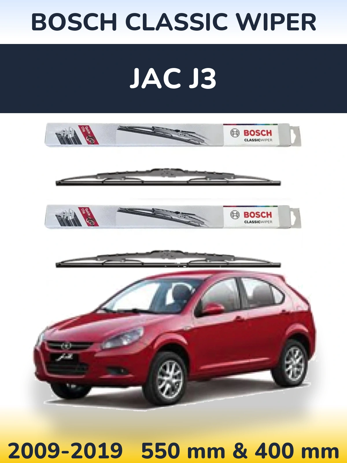Комплект передніх щіток BOSCH Classic Wiper 550 & 400 мм для JAC J3 2009-2019