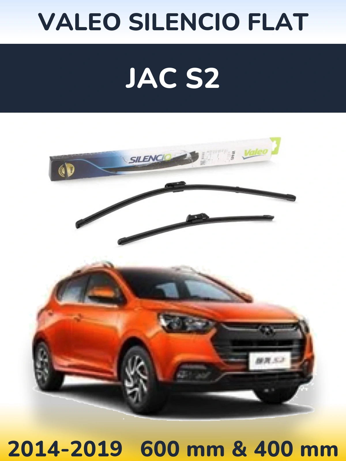 Комплект передних дворников Valeo Silencio Flat 600 & 400 мм для JAC S2 2014-2019