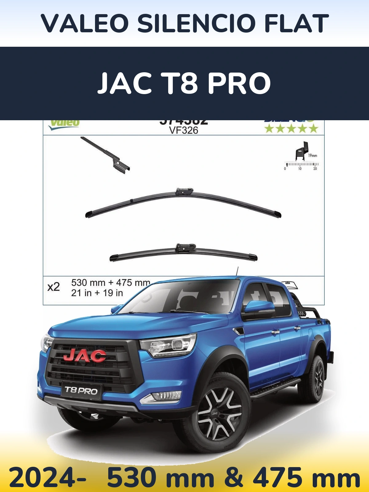 Torkarblad Valeo Silencio Flat för JAC T8 Pro