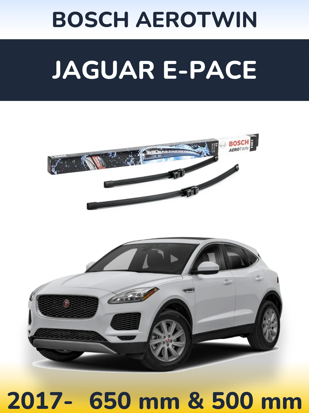 Комплект передніх щіток BOSCH AeroTwin 650 & 500 мм для Jaguar E-Pace 2017-2026