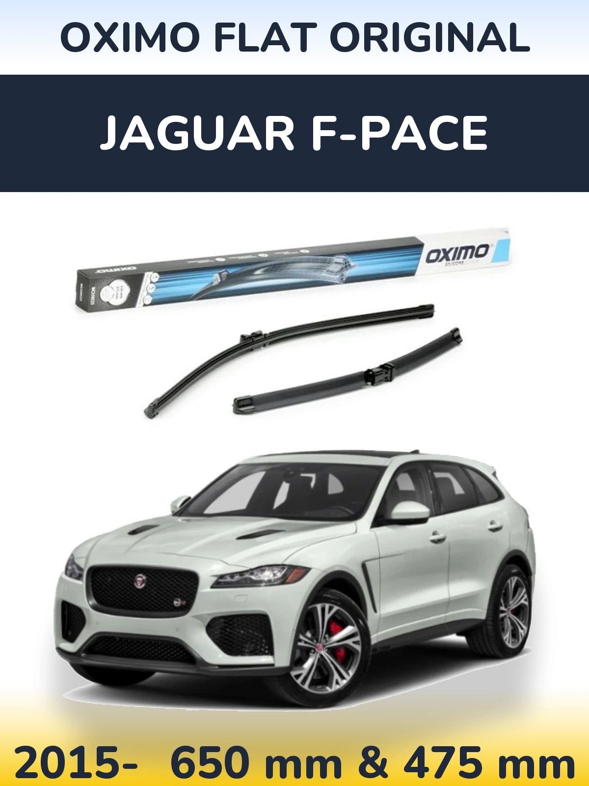 Комплект передних дворников Oximo Flat Original 650 & 475 мм для Jaguar F-Pace 2015-2026