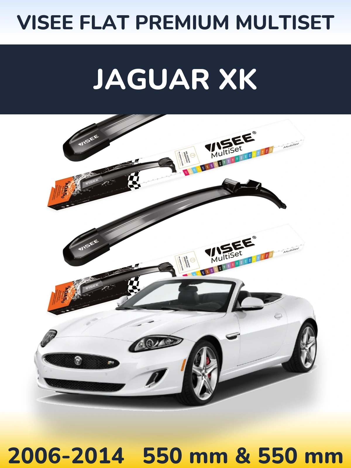 Комплект передних дворников VISEE FLAT PREMIUM MultiSet 550 & 550 мм для Jaguar XK 2006-2014